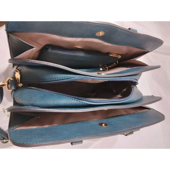 Dasein Handbag Large Satchel Shoulder Bag Purse with Matching Wristlet Teal - Picture 16 of 16